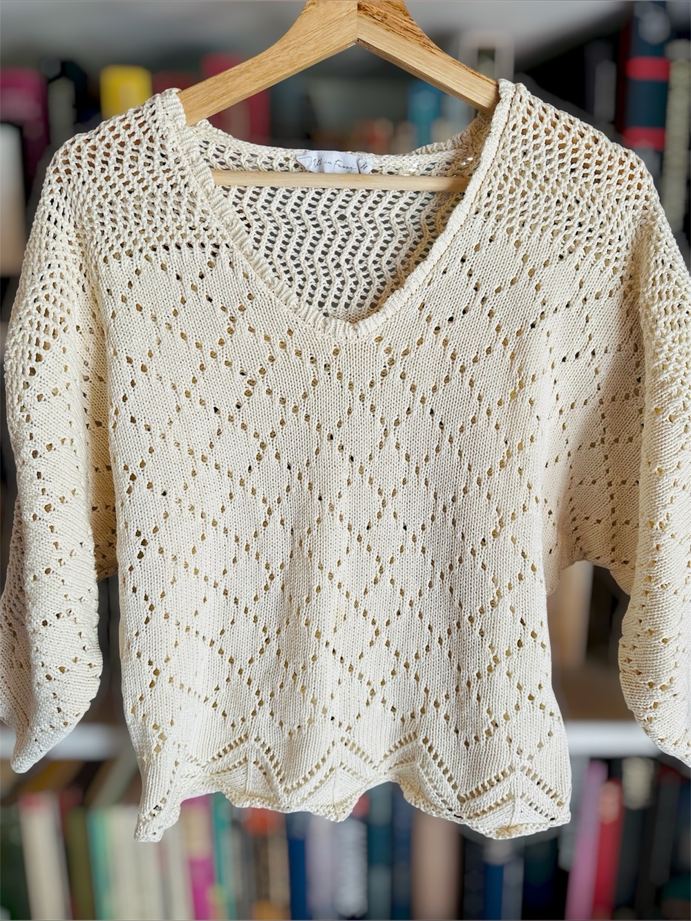 All in Favor Open Knit Dolman Sweater S